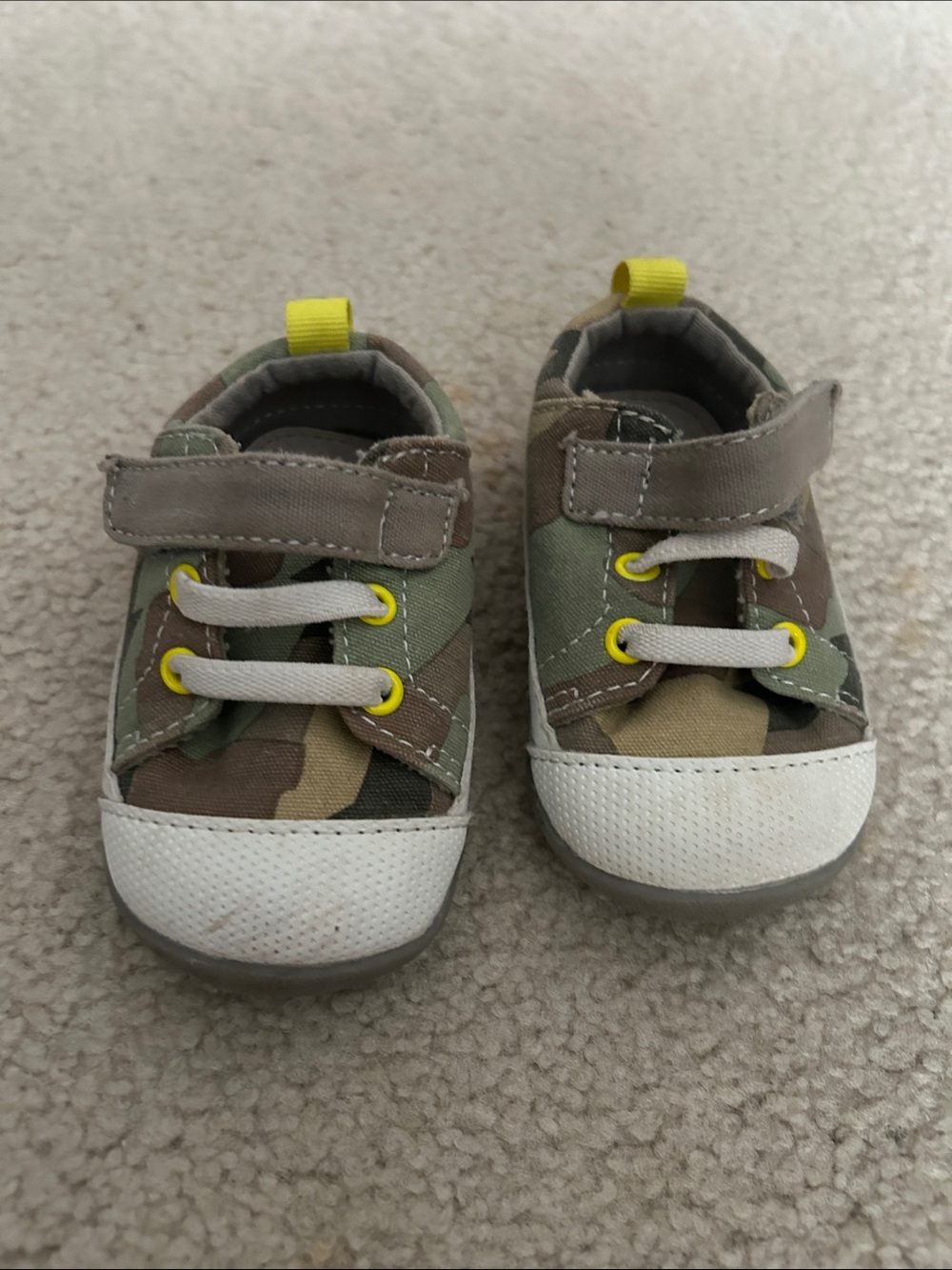 See Kai Run Camo Sneakers with Yellow Accents